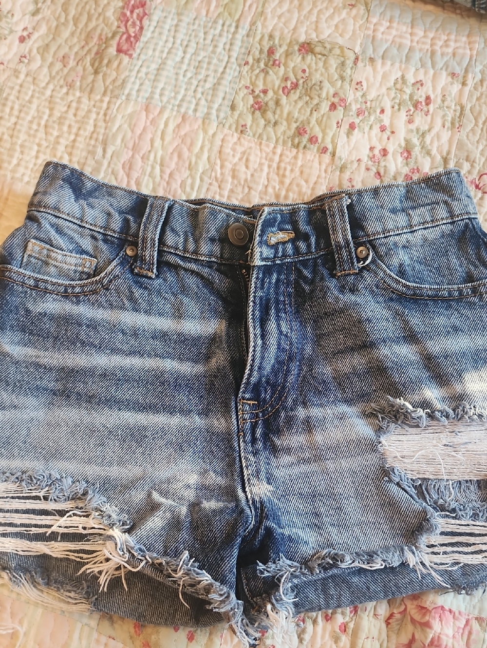 NOBO High Rise Denim Shorts - Medium Blue